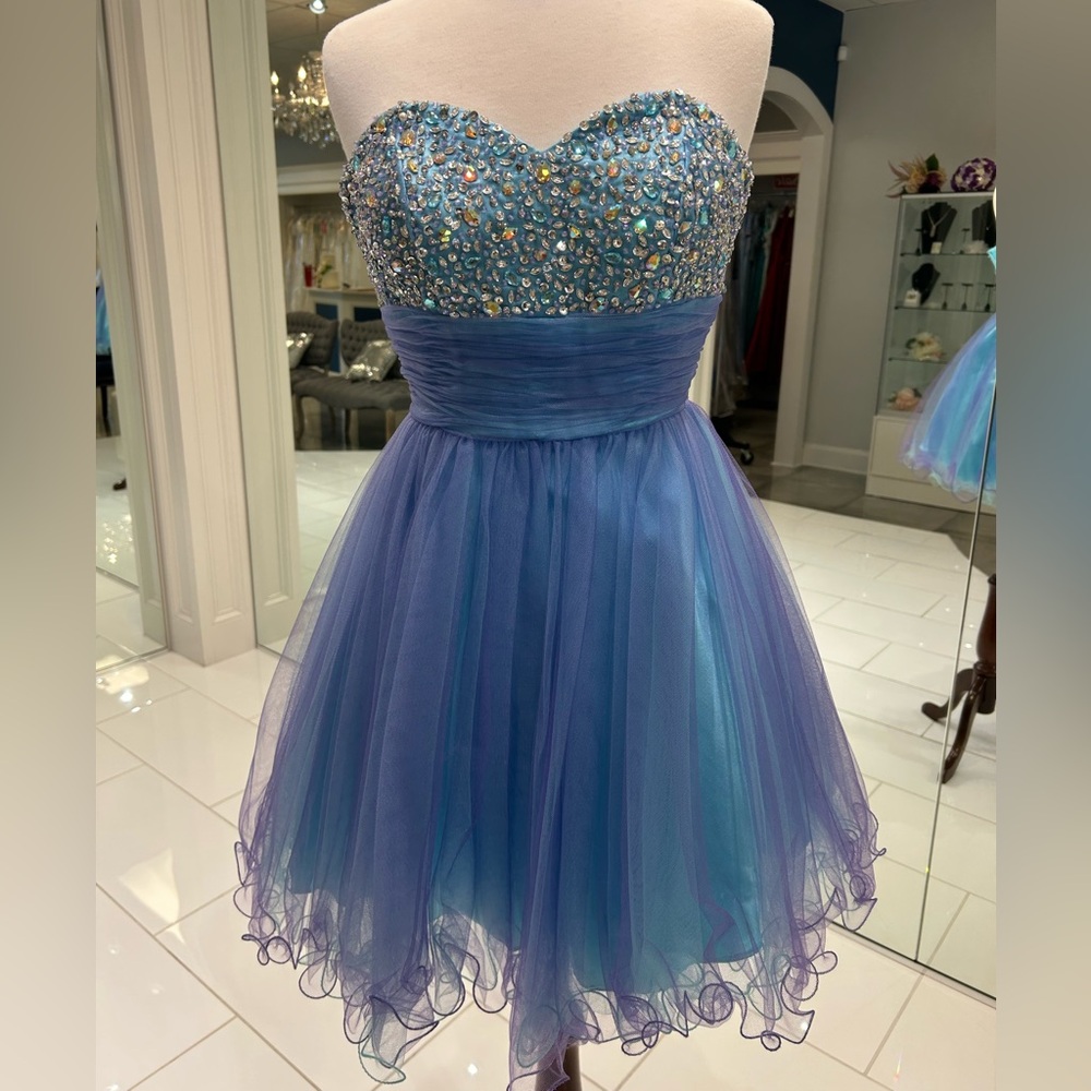 Blue & Purple Strapless Formal Dress